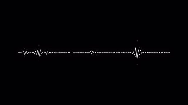 Audio line waves visualization animation on black background, Audio line dots waves futuristic equalizer animated. 