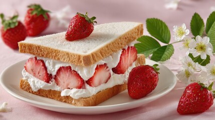 いちごとクリームのサンドイッチ