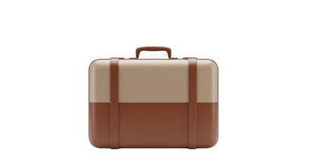 Vintage brown and beige suitcase on transparent background isolated