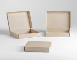 Open and closed eco takeaway box mockup
Two angles in one scene, realistic paper texture, mockup presentation style.