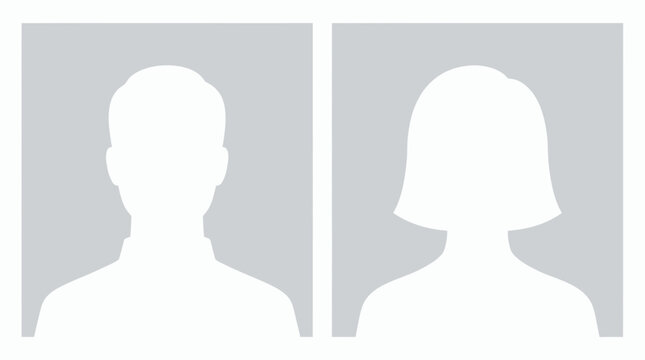 male and female manager silhouettes with white avatars on gray backgrounds, concept for corporate employee directory, professional user identification and company personnel profile