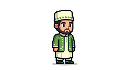 Fototapeta premium Man in Green Attire.