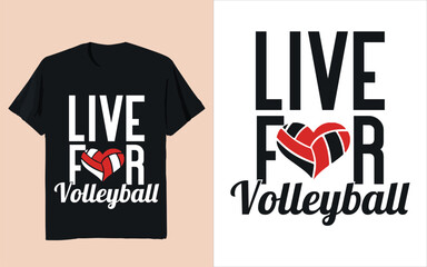 Live Love Volleyball Typography Quote Sports T Shirt Design