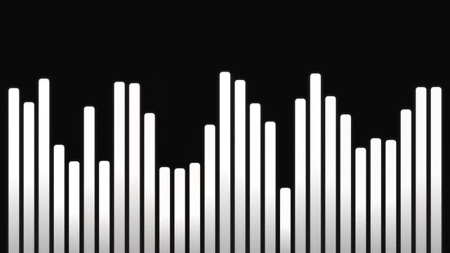 Close-up of a white sound wave graphic on a black background
