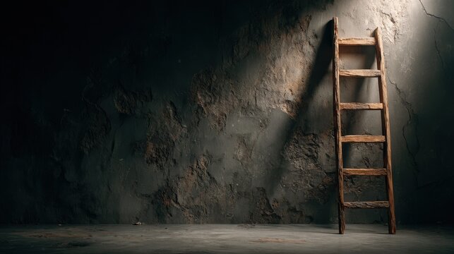 wooden ladder and cloud info graphics on blackboard background. retro filtered