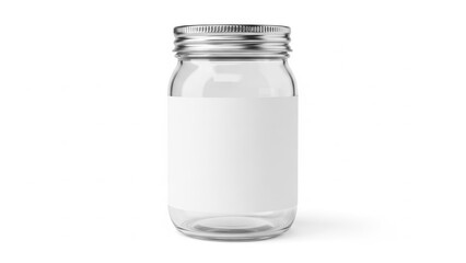 Fototapeta premium A transparent glass jar with a metal lid showcasing simplicity and versatility for storage solutions