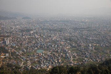 Obraz premium overlook view of Pokhara city from lovely hill