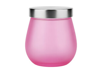Pink jar with silver lid isolated on transparent background