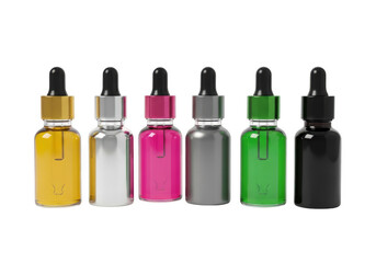 Colorful liquid bottles isolated on transparent background