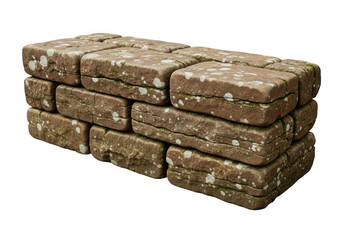 Brown brick wall structure isolated on transparent background