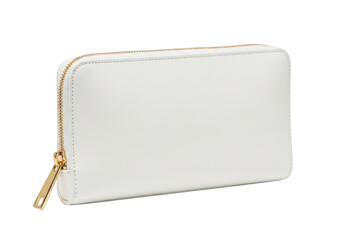 White leather wallet isolated on transparent background