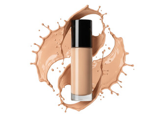 Foundation bottle with liquid makeup isolated on transparent background