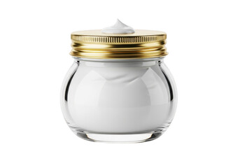 Luxury cream jar with gold lid isolated on transparent background