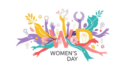 Vibrant Women's Day illustration celebrating female empowerment and equality