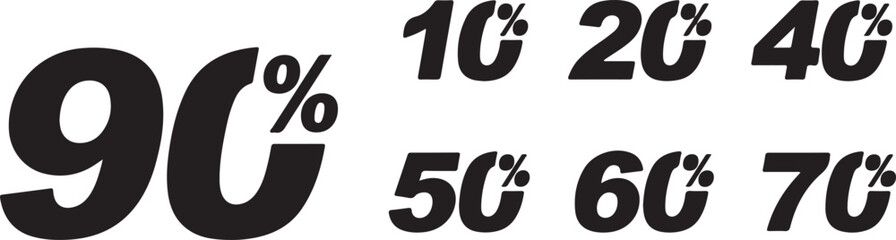 Percent Numbers Percentage Discount Vector Set