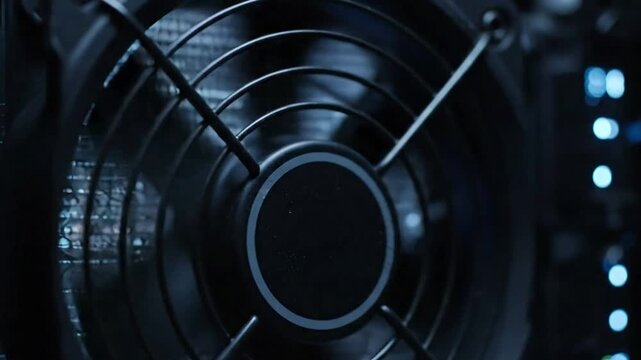 Industrial Ventilation Systems Show a large, robust cooling fan operating within an industrial setting, emphasizing air circulation and machinery function.