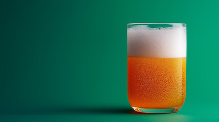 Fototapeta premium A golden beverage sparkles in a glass, bubbles rising in celebration of Irish culture and cheer Generative AI