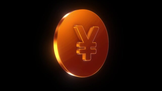 Yen Renminbi Gold Coin China Chinese Currency Symbol Ultra Shine Glow Effect 4K Video