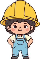 A Boy Wearing Helmet in Worker Day Vector Illustration with Safety and Construction Concept