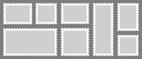 Fototapeta premium Postage stamp. Blank Postage Stamps on gray background