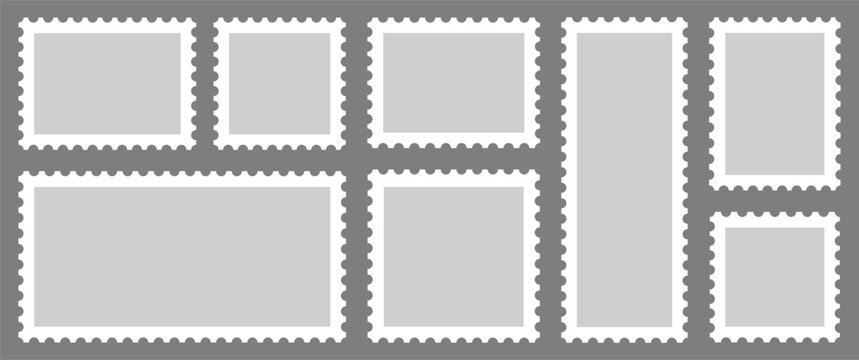 Postage stamp. Blank Postage Stamps on gray background