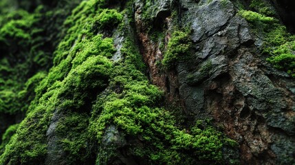 Fototapeta premium Close-up of Moss Covering a Rock Surface in a Natural Setting