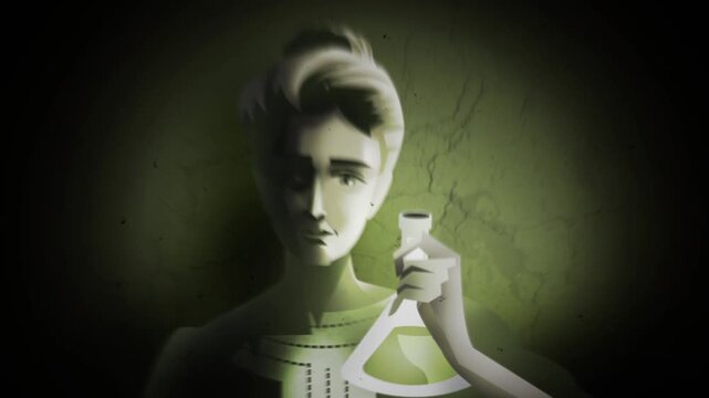 woman scientist discovering radioactive radium