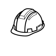 Fototapeta premium Modern safety helmet icon in a 45° high-angle perspective. Detailed black and white 3D-style construction hard hat, perfect for industrial visualization and professional safety equipment design