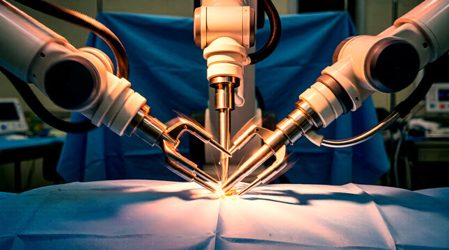 Robotic surgery arms performing a medical procedure
