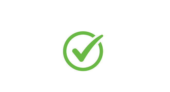 A green checkmark icon symbolizing approval and confirmation in a simple illustration style