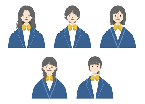 女子高生のアイコンセット
