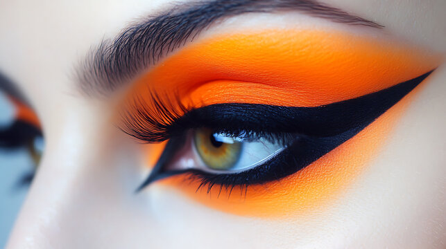 Makeup tutorial vibrant orange hues and dramatic eyeliner techniques 