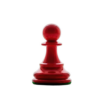 Shiny red chess pawn piece on a green felt base