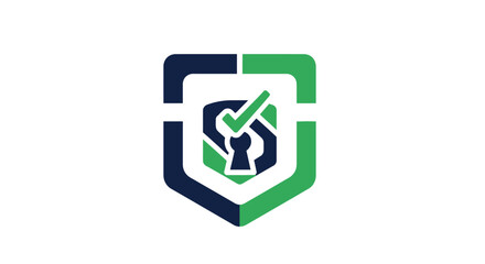 Shield Logo with Checkmark and Key.