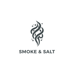 Obraz premium Abstract stylized smoke with scattered salt crystals above 'Smoke & Salt' text in monochrome design