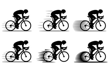 Naklejka premium A vector graphic illustration of a cyclist riding a bicycle in motion