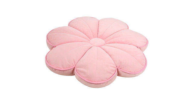 Decorative soft flower-shaped cushion isolated on transparent background