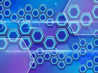 Obraz premium Futuristic Neon Hexagonal Digital Technology Background Design