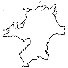 福岡県地図 筆タッチ 和風 九州 西日本 / A brushstroke map of Fukuoka Prefecture
