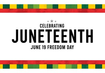 Fototapeta premium Celebrating Juneteenth June 19 Freedom Day Banner with Pan-African Colors Border
