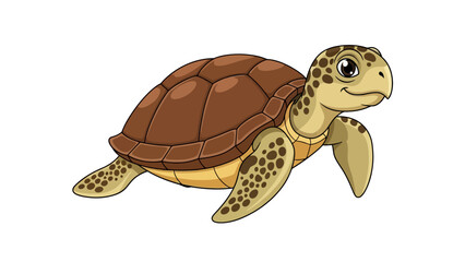 Naklejka premium Cartoon illustration of a friendlylooking sea turtle swimming on a white background