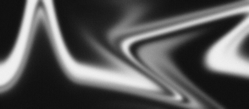 Abstract Monochrome Grainy Zigzag Wave Background with Noise Texture, Blurred Light Flow, Minimal Retro Cinematic Design for Web Banner, Header, Poster, and Dark Backdrop Use