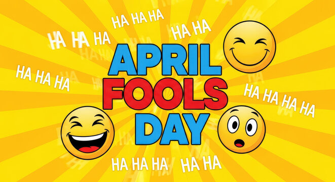 April fools day celebration with emoticons