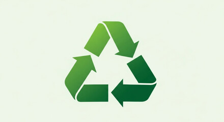 Obraz premium Green recycling symbol with gradient arrows on light background representing sustainability and eco friendly practices
