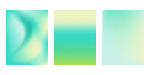 Abstract Gradient Posters Set, Colorful Background, Green, Yellow, Blue, Business Card Templates, Grainy Texture