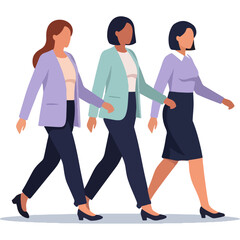Fototapeta premium Three people walking together in a friendly and supportive manner Vector