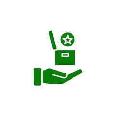 Fototapeta premium Hand holding a box with a star and pen isolated on transparent background