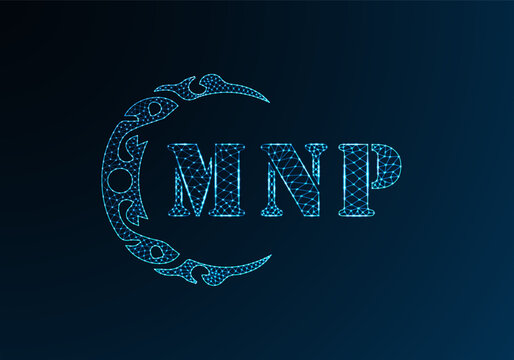 Low poly letter logo MNP design. MNP letter logo low poly vector design on blue color gradient background. MNP logo low poly design