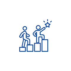 Two figures climbing steps with a star achievement isolated on transparent background