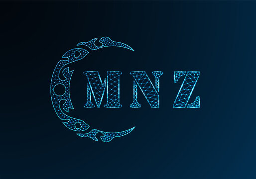 Low poly letter logo MNZ design. MNZ letter logo low poly vector design on blue color gradient background. MNZ logo low poly design
